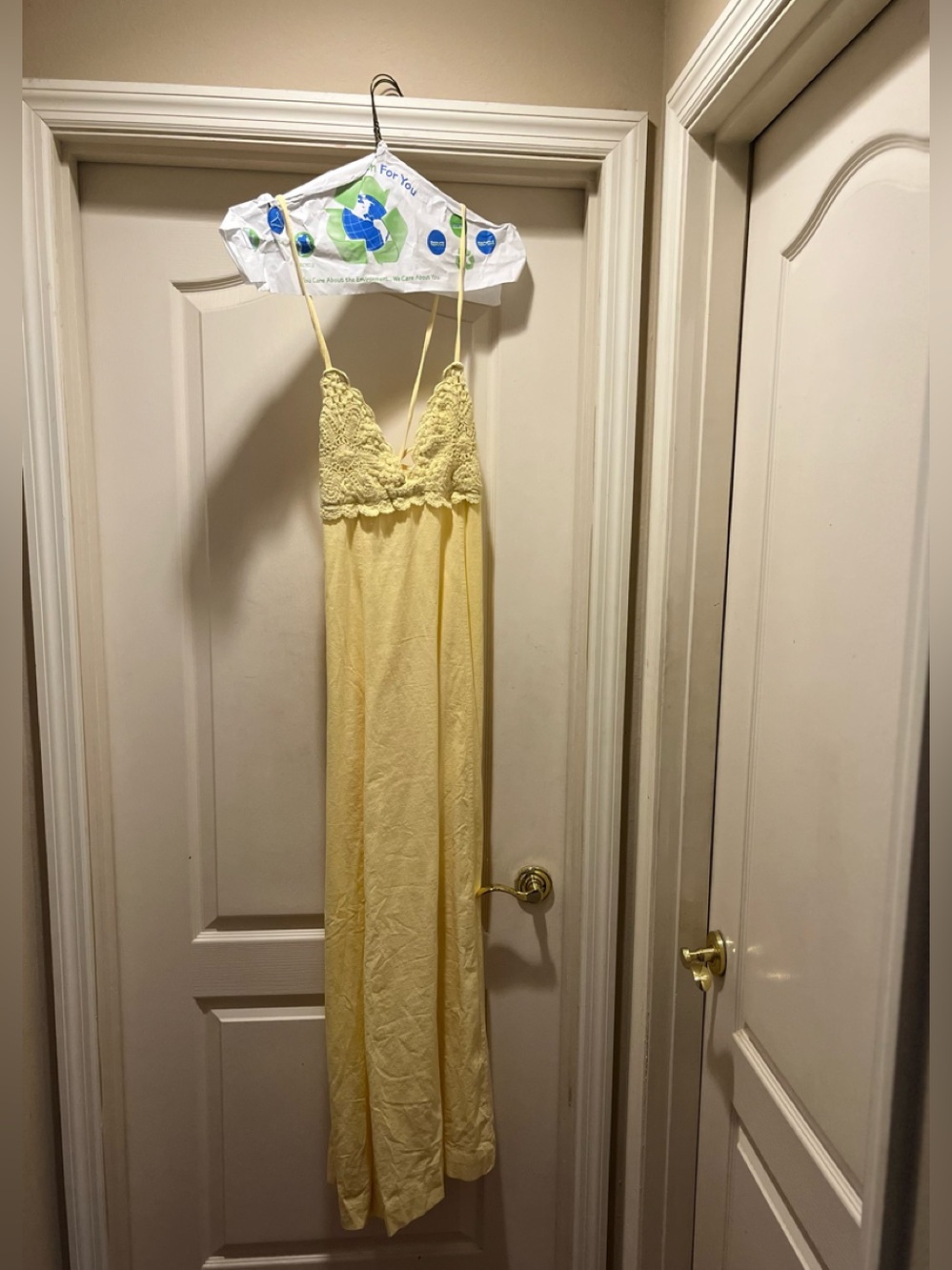 Free People. Yellow Crochet trimmed Maxi Dress